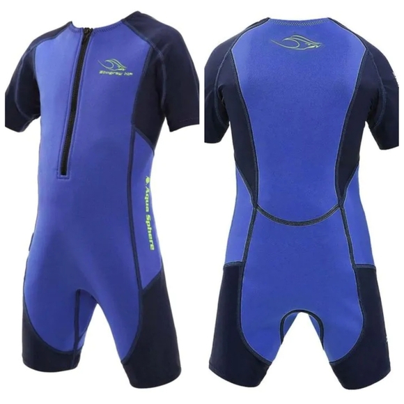 Aqua Sphere Stingray HP Junior Short Sleeve Wetsuit - Royal Blue / Navy Blue 6 - Picture 1 of 10